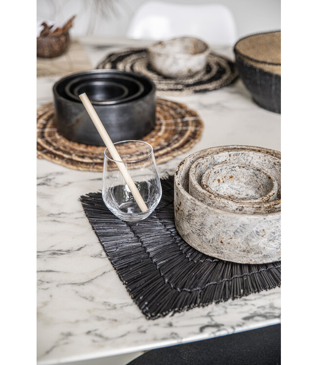 Bazar Bizar De Burned Cilinder Kom - Zwart - Set van 3