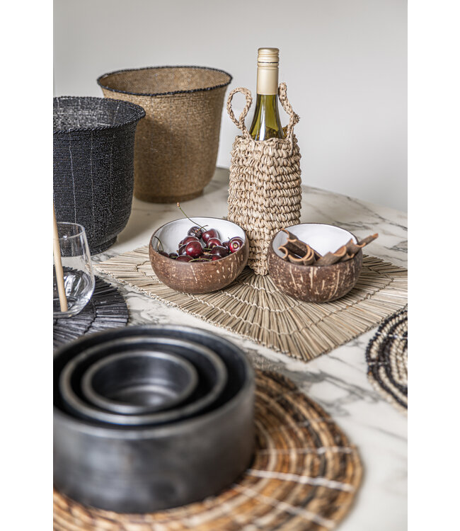 Bazar Bizar De Burned Cilinder Kom - Zwart - Set van 3