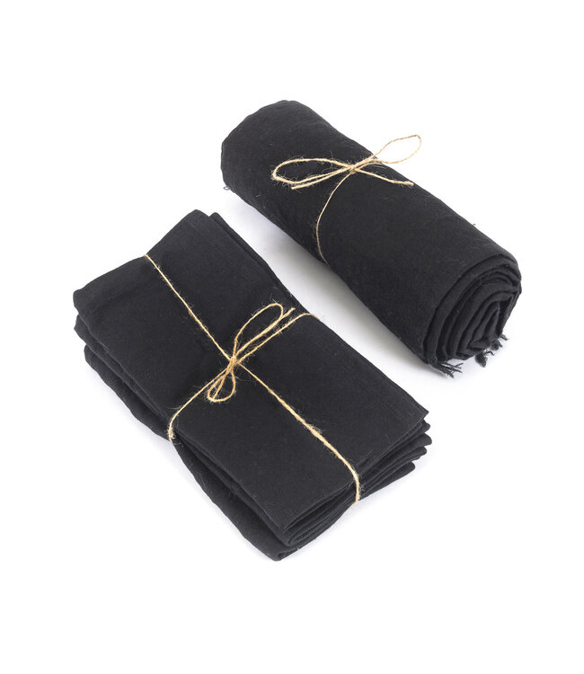 Bazar Bizar Het Linnen Tafelkleed- Zwart -150x200