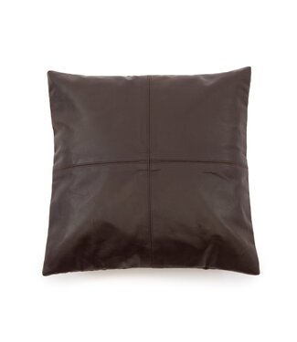 Bazar Bizar De Four Panel Leather Kussenhoes - Chocolade - 40x40