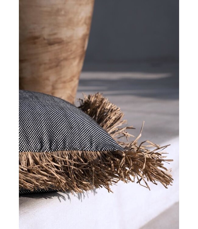 Bazar Bizar De Cotton Bonita Kussenhoes - Zwart Naturel - 60x60