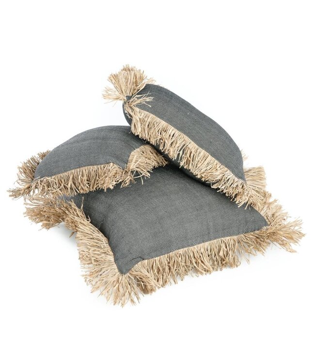 Bazar Bizar De Cotton Bonita Kussenhoes - Zwart Naturel - 60x60