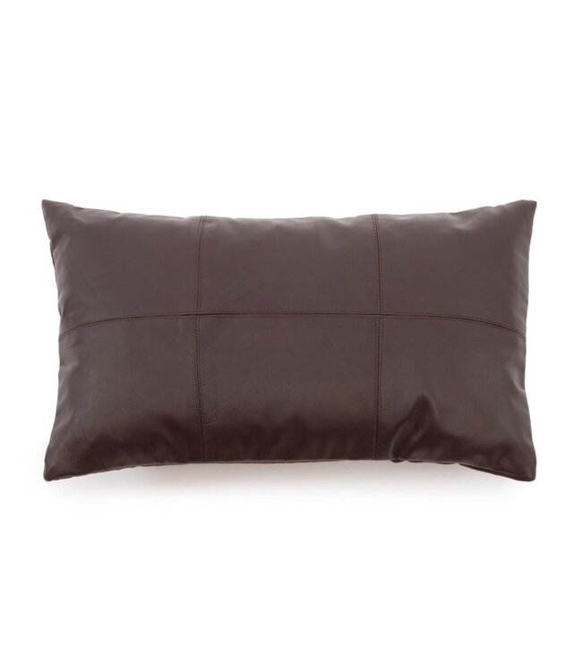 Bazar Bizar Het Six Panel Leather Kussenhoes - Chocolade - 30x50