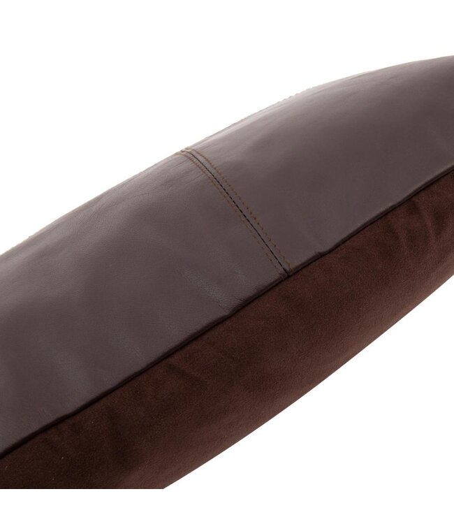 Bazar Bizar Het Six Panel Leather Kussenhoes - Chocolade - 30x50