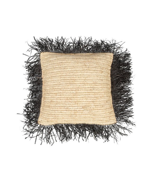 Bazar Bizar De Raffia Kussenhoes - Naturel Zwart - 40x40