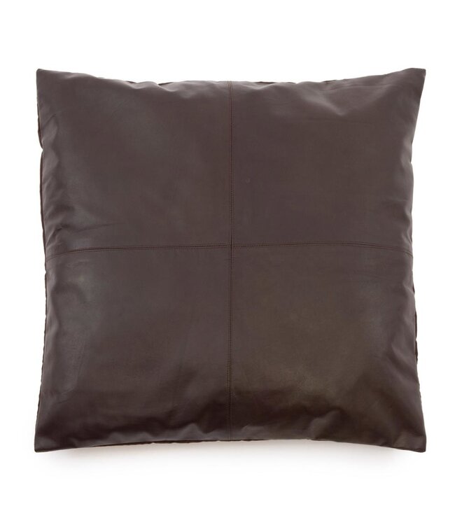 Bazar Bizar De Four Panel Leather Kussenhoes - Chocolade - 60x60