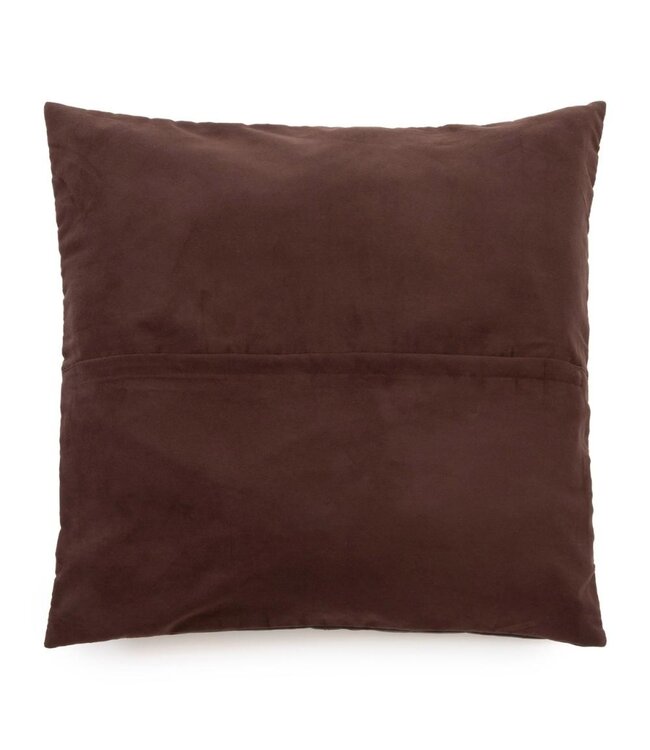 Bazar Bizar De Four Panel Leather Kussenhoes - Chocolade - 60x60