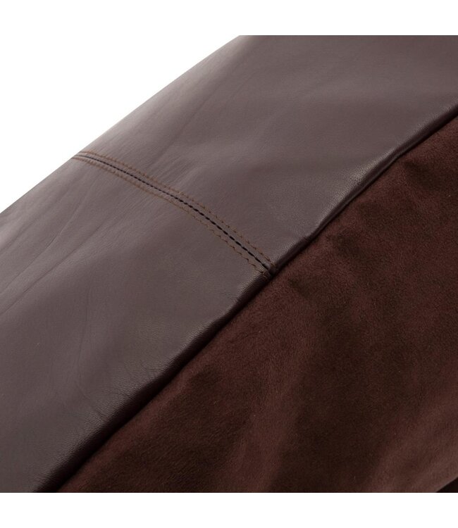 Bazar Bizar De Four Panel Leather Kussenhoes - Chocolade - 60x60