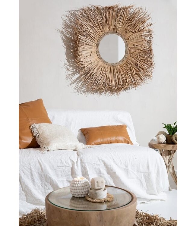 Bazar Bizar De Four Panel Leather Kussenhoes - Camel - 60x60