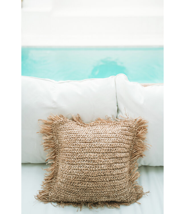 Bazar Bizar De Raffia Kussenhoes - Vierkant - Naturel - 40x40