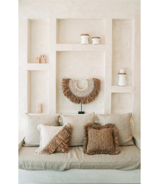 Bazar Bizar De Raffia Kussenhoes - Vierkant - Naturel - 40x40