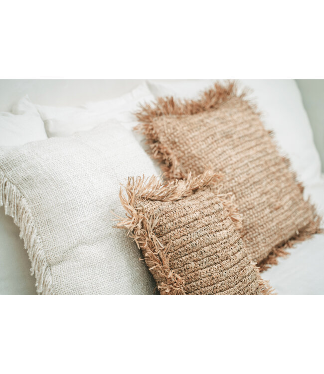 Bazar Bizar De Raffia Kussenhoes - Vierkant - Naturel - 40x40