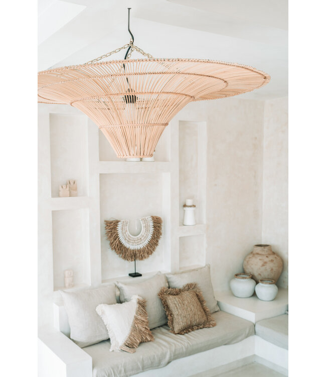 Bazar Bizar De Raffia Kussenhoes - Vierkant - Naturel - 40x40