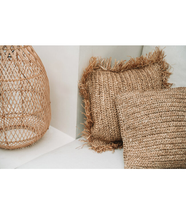 Bazar Bizar De Raffia Flores Kussenhoes - Naturel - 40x40