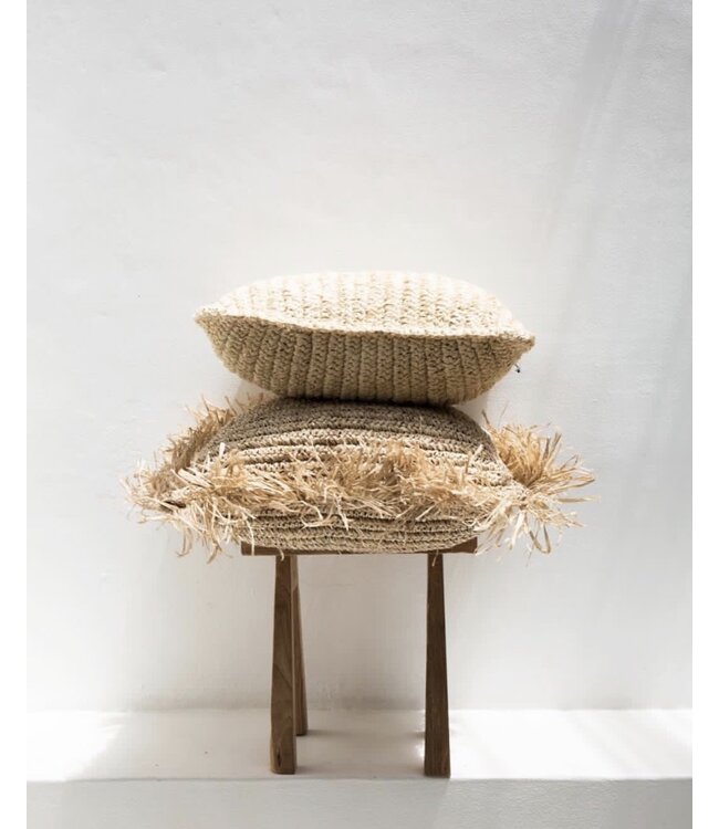 Bazar Bizar De Raffia Flores Kussenhoes - Naturel - 40x40