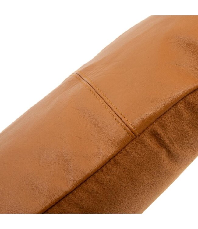 Bazar Bizar Het Six Panel Leather Kussenhoes - Kameel - 30x50