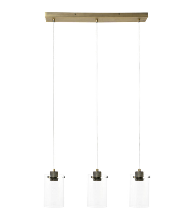 Light & Living Hanglamp 3L 65x12x18,5 cm VANCOUVER ant.bronz-glass