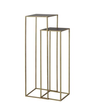 Light & Living Pillar S/2 30x30x100+35x35x120 cm BOCA m.black wash-gold