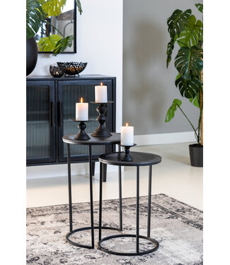 Light & Living Side table S/2 35x51+40x60 cm TALCA lead antique edge