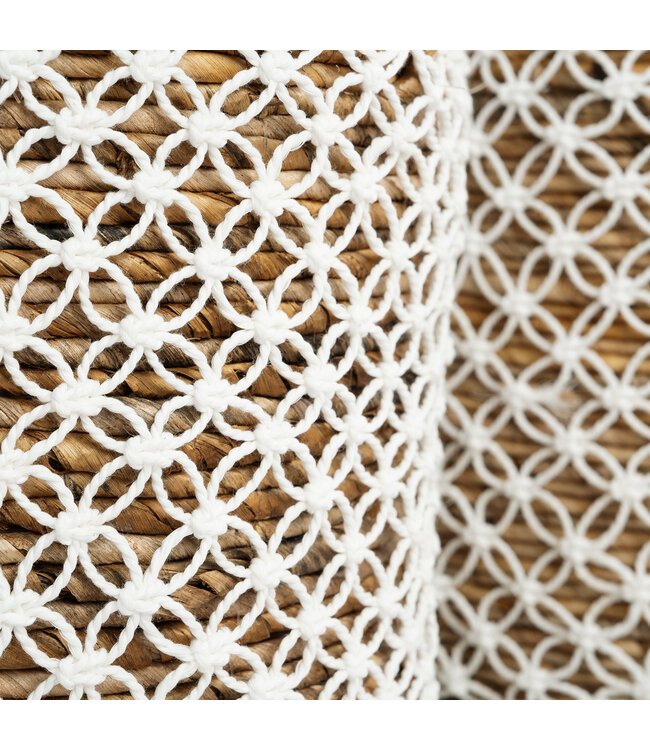 Bazar Bizar De Cross Stitched MacramÃ© Mand - Naturel Wit - S