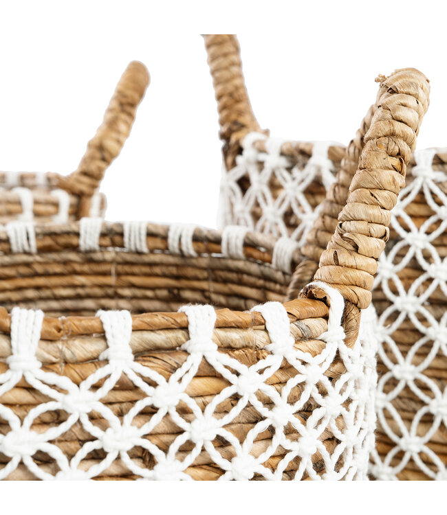 Bazar Bizar De Cross Stitched MacramÃ© Mand - Naturel Wit - S