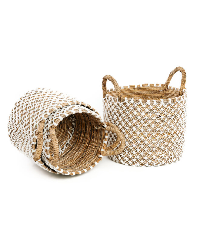 Bazar Bizar De Cross Stitched MacramÃ© Mand - Naturel Wit - S