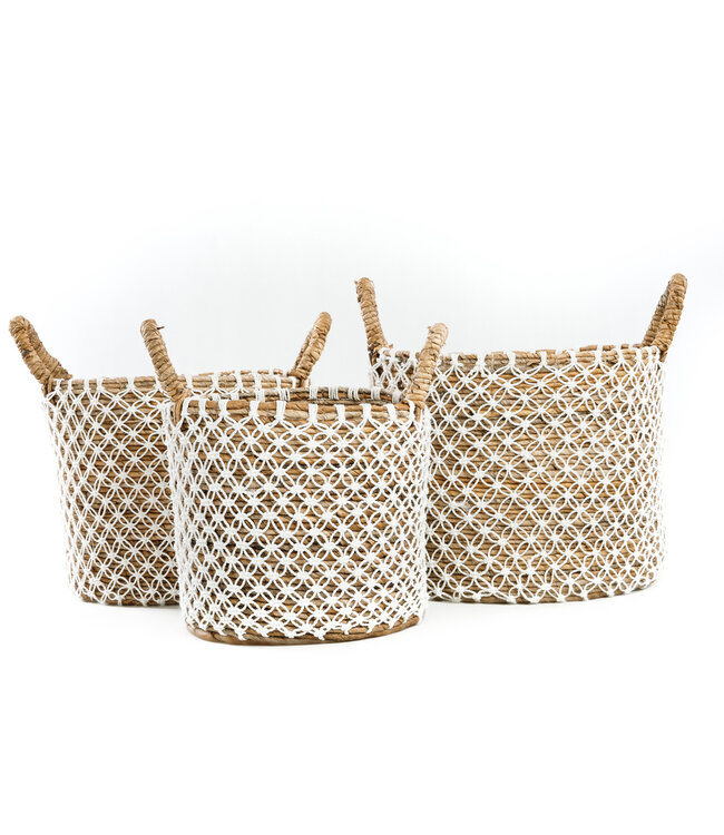Bazar Bizar De Cross Stitched MacramÃ© Mand - Naturel Wit - S
