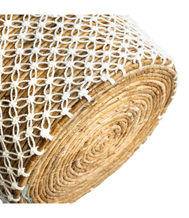 Bazar Bizar De Cross Stitched MacramÃ© Mand - Naturel Wit - M