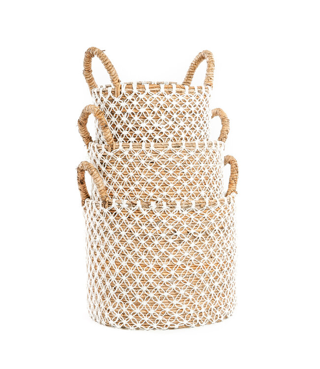 Bazar Bizar De Cross Stitched MacramÃ© Mand - Naturel Wit - M