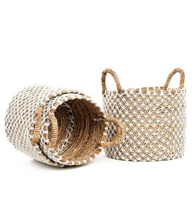 Bazar Bizar De Cross Stitched MacramÃ© Mand - Naturel Wit - M