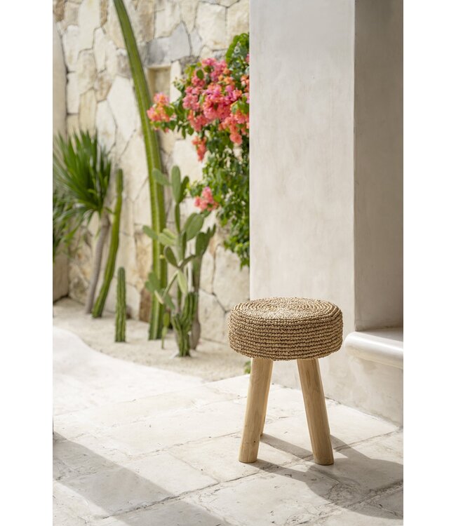 Bazar Bizar De Raffia Kruk - Naturel