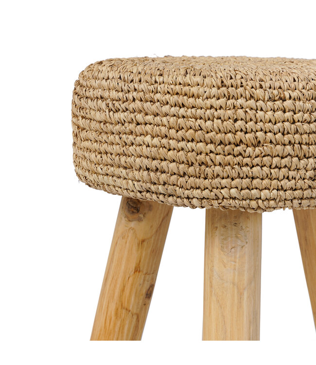 Bazar Bizar De Raffia Kruk - Naturel