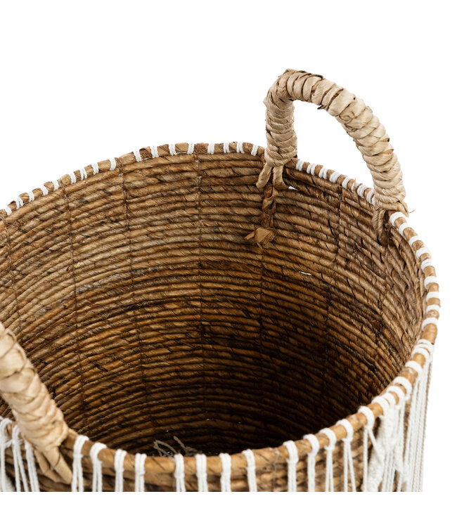 Bazar Bizar De Straight Stitched Macrame Mand - Naturel Wit - L