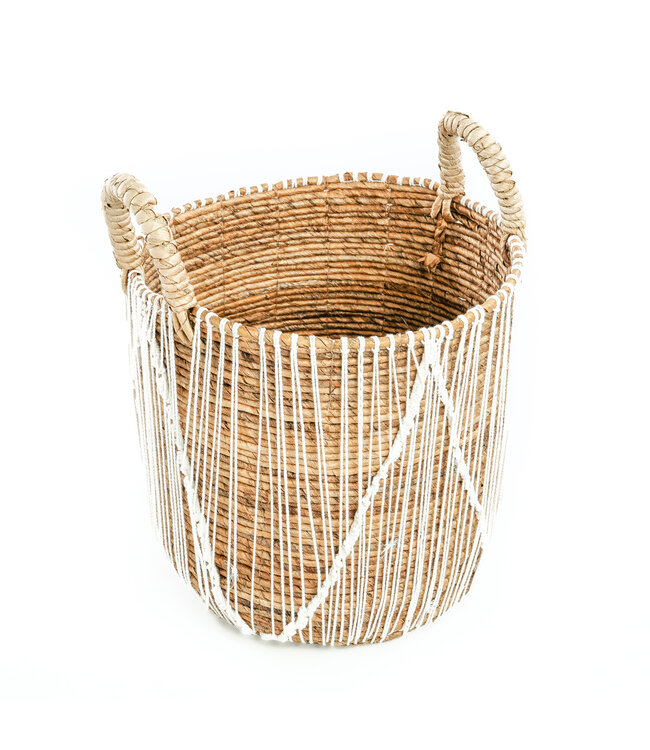 Bazar Bizar De Straight Stitched Macrame Mand - Naturel Wit - L