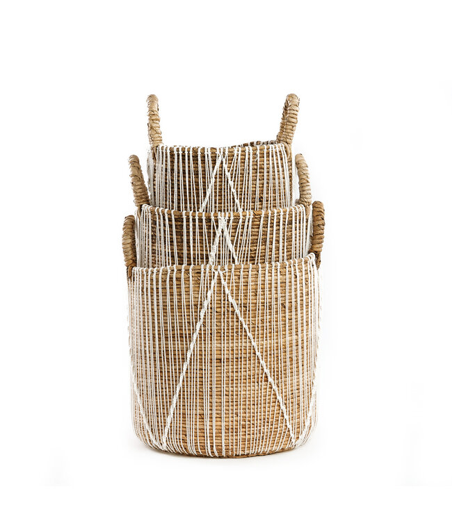 Bazar Bizar De Straight Stitched Macrame Mand - Naturel Wit - L