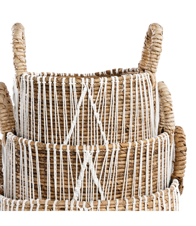 Bazar Bizar De Straight Stitched Macrame Mand - Naturel Wit - L