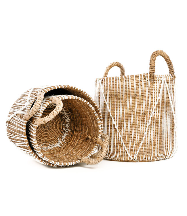 Bazar Bizar De Straight Stitched Macrame Mand - Naturel Wit - L