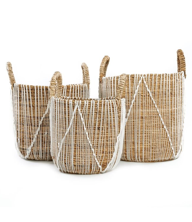 Bazar Bizar De Straight Stitched Macrame Mand - Naturel Wit - L