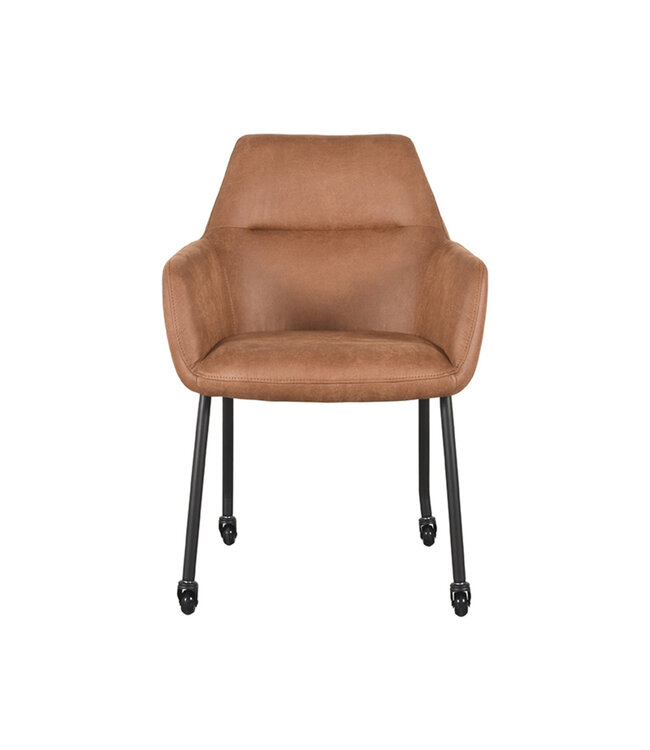 LABEL51 Eetkamerstoel Lenny - Cognac - Microfiber