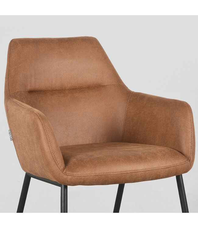 LABEL51 Eetkamerstoel Lenny - Cognac - Microfiber