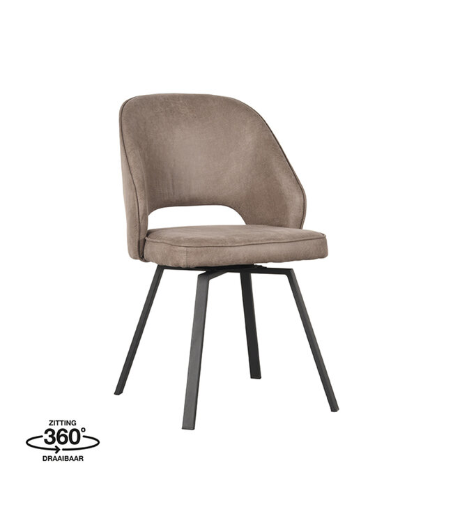LABEL51 Eetkamerstoel Lewis - Taupe - Microfiber