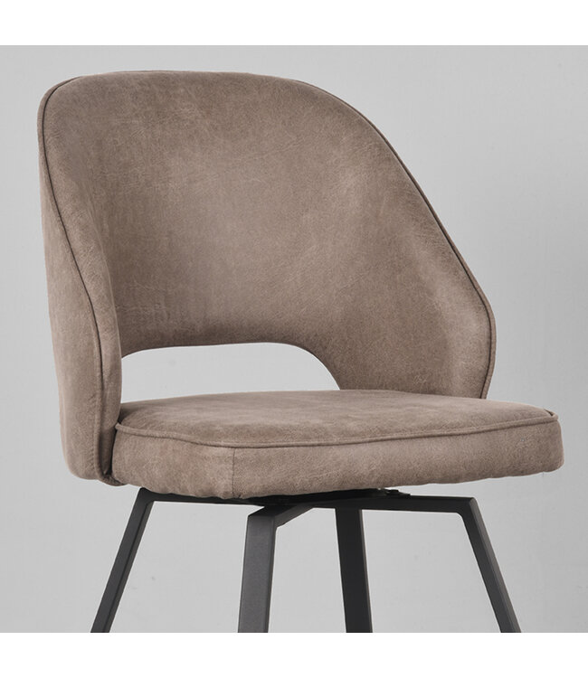 LABEL51 Eetkamerstoel Lewis - Taupe - Microfiber