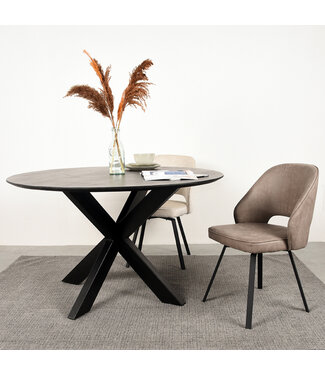 LABEL51 Eetkamerstoel Lewis - Taupe - Microfiber
