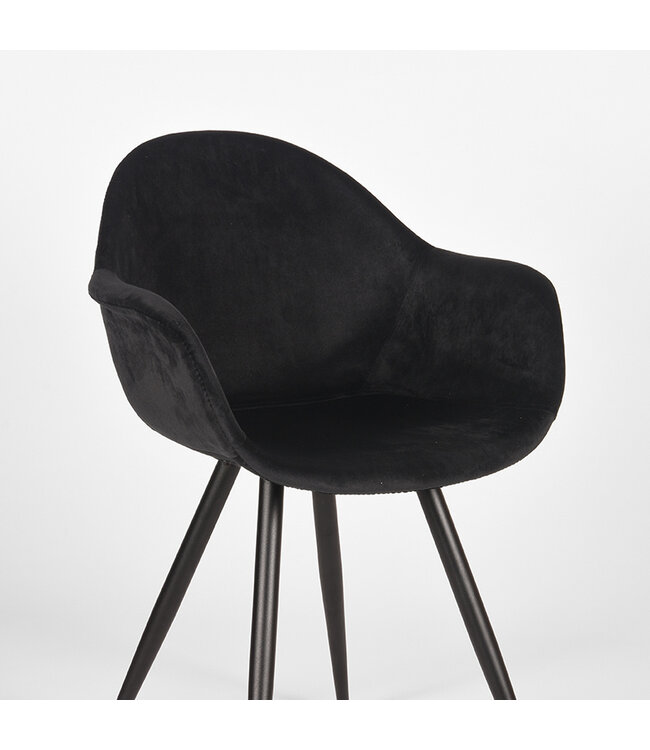 LABEL51 Eetkamerstoel Forli - Zwart - Fluweel