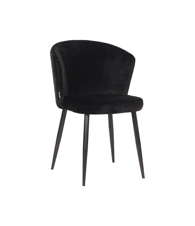 LABEL51 Eetkamerstoel Wave - Zwart - Fluweel