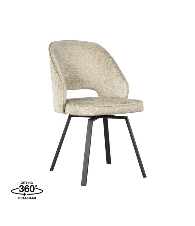 LABEL51 Eetkamerstoel Lewis - Beige - Fluweel