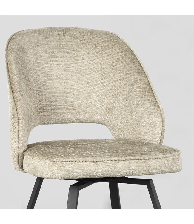 LABEL51 Eetkamerstoel Lewis - Beige - Fluweel
