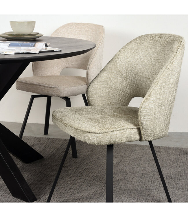 LABEL51 Eetkamerstoel Lewis - Beige - Fluweel