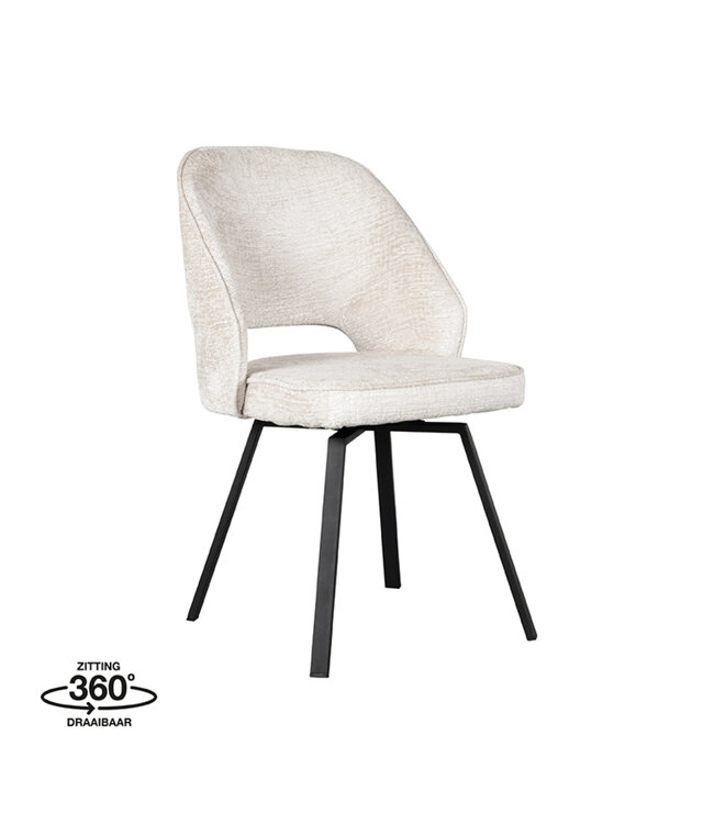 LABEL51 Eetkamerstoel Lewis - CrÃ¨me - Fluweel