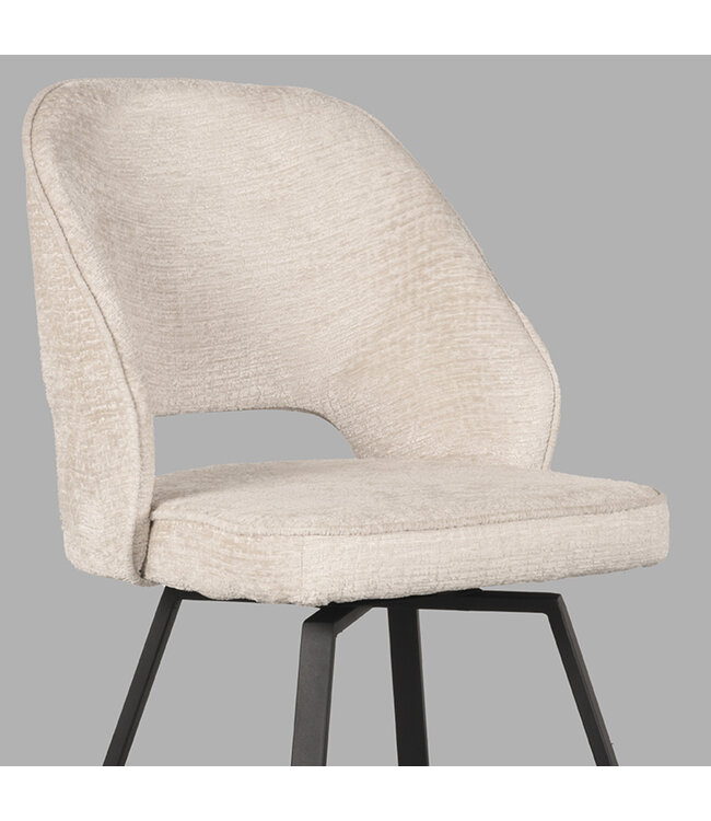 LABEL51 Eetkamerstoel Lewis - CrÃ¨me - Fluweel
